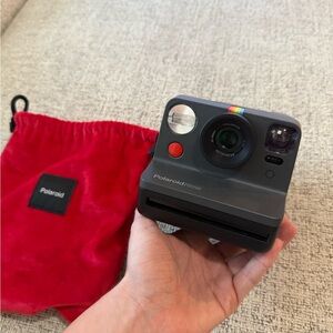 Polaroid Now Camera with Vibrant Red Pouch